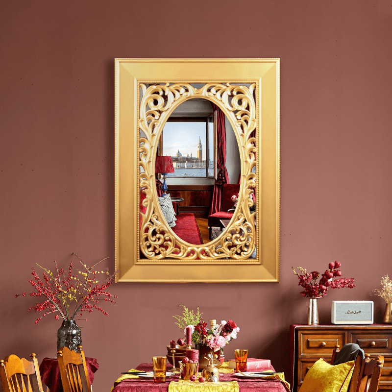 ديكور المنزل مرآة ذهبية الطراز الكلاسيكي