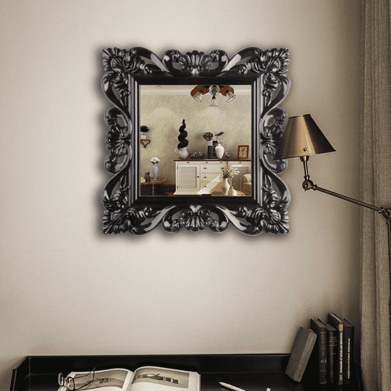 مرآة كلاسيكية مثبتة على الحائط مقاس 60 سم باللون الأسود