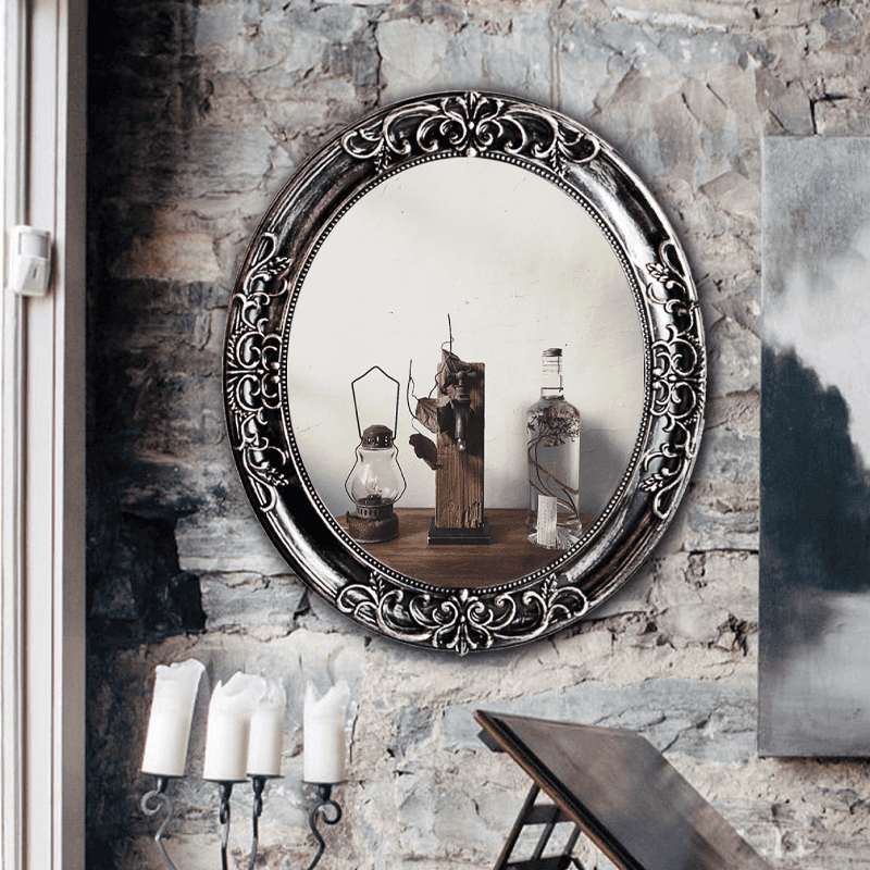 مرآة مستديرة على الطراز الكلاسيكي بإطار برونزي