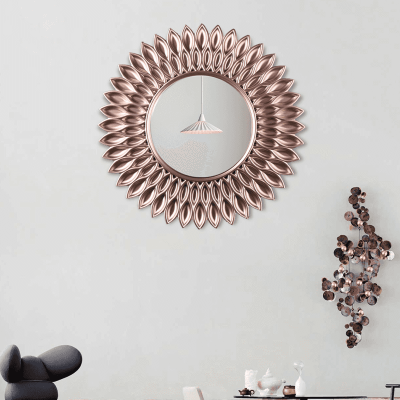 مرآة دائرية ذات طراز كلاسيكي بأشعة الشمس هندسية
