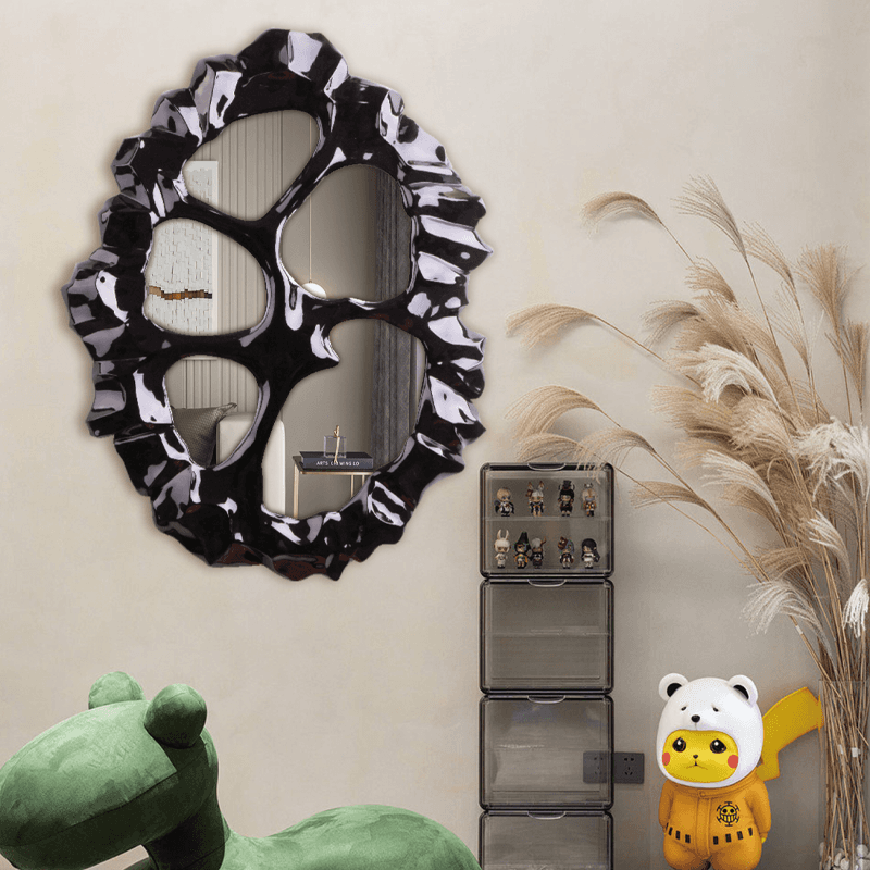 مرآة ديكور للحائط من الحجر الأسود