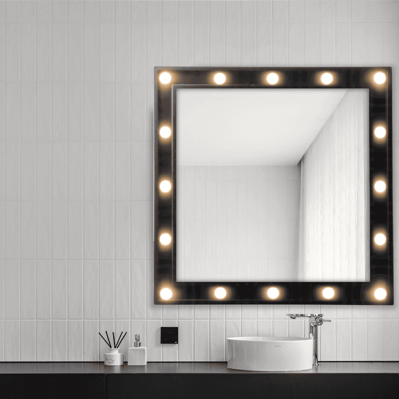 مرآة زينة LED سوداء مقاس 40 سم