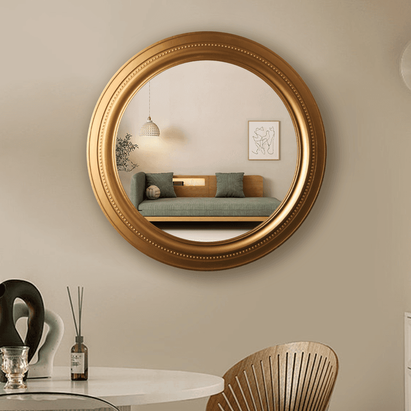 مرآة عصرية بإطار دائري ذهبي مقاس 75 سم